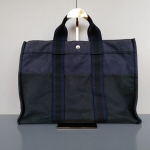 Hermes Navy and Black Tote Bag